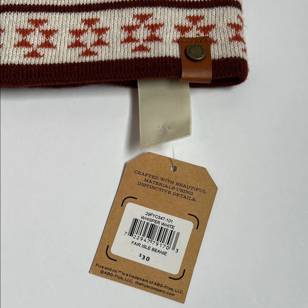 FRYE AND CO. Women’s Knit Beanie with Pom-Pom - Cream and Orange - Picture 2 of 5